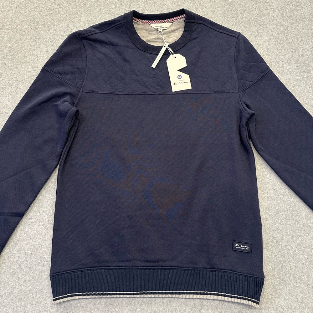 Ben Sherman Men’s Quilted Yoke Fleece Pullover - Navy Blazer